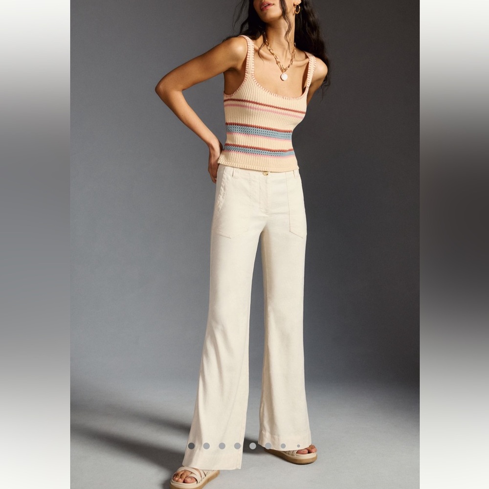 The Naomi Linen Wide-Leg Flare Pants by Maeve